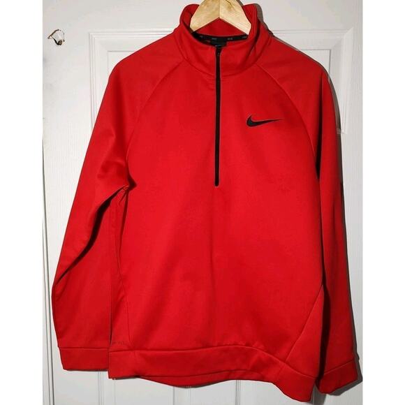 Men's Nike Dri-fit Red Fleece Lined 1/4 zip Pullover Sweatshirt - Large - Picture 2 of 7